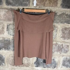 Aritzia Wilfred Nola Off the Shoulder Ribbed Long Sleeve Top Neutral Toned Large